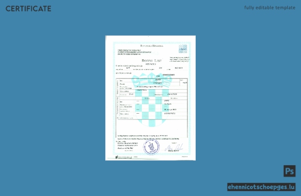 Beispiel einer Geburtsurkunde aus Kroatien (Vorschau)